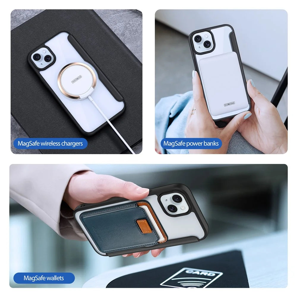 For iPhone 15 Leather Case DUX DUCIS Skin X Pro Series Flip Cover Compatible with MagSafe - Black - 5