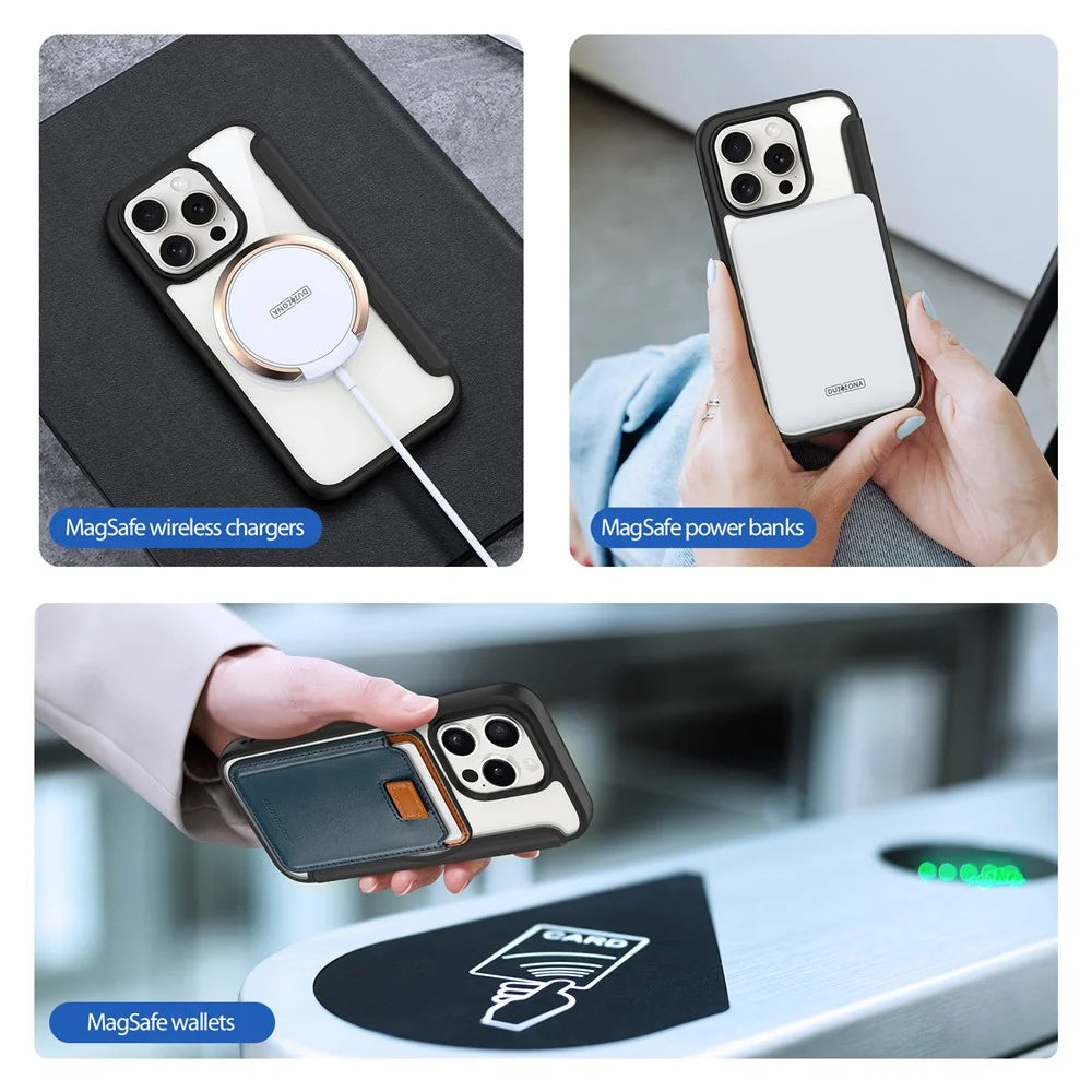 For iPhone 15 Pro Leather Case DUX DUCIS Skin X Pro Series Flip Cover Compatible with MagSafe - Black - 5