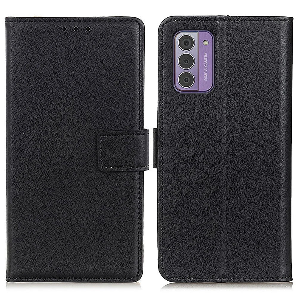 For Nokia G42 Shockproof Cover Textured PU Leather Wallet Stand Phone Case - Black - 1
