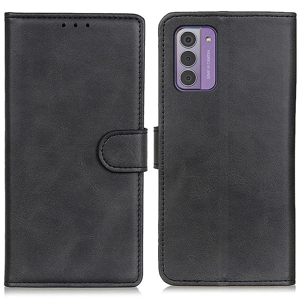 For Nokia G42 Anti-drop PU Leather Phone Case Cowhide Texture Stand Wallet Cover - Black - 1