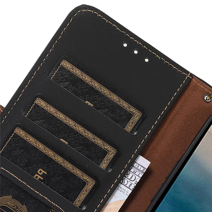 For Nokia G42 RFID Blocking Wallet Stand Phone Case Silky Feeling Genuine Cow Leather Protective Cover - Black - 5