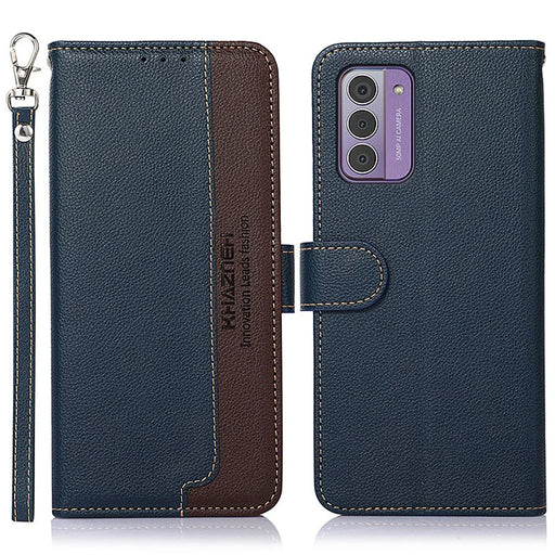 KHAZNEH For Nokia G42 Litchi Texture Stand PU Leather Case RFID Blocking Wallet Phone Cover - Blue - 1