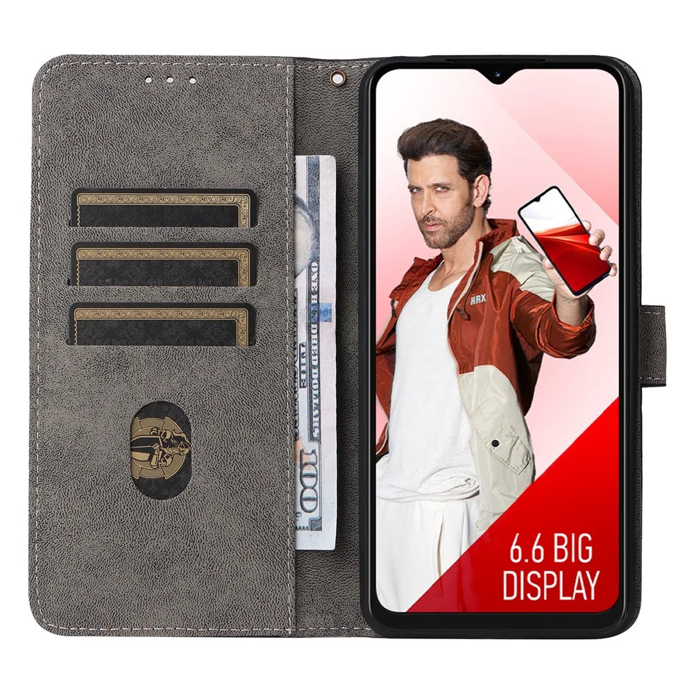 For itel A60 (A662L) / A60S Shockproof Case RFID Blocking Wallet Stand PU Leather Phone Cover with Strap - Green - 2