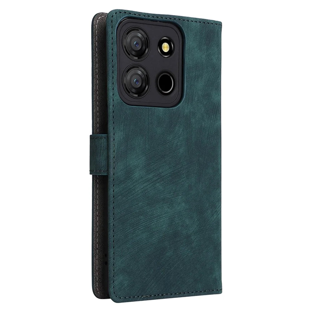 For itel A60 (A662L) / A60S Shockproof Case RFID Blocking Wallet Stand PU Leather Phone Cover with Strap - Green - 7