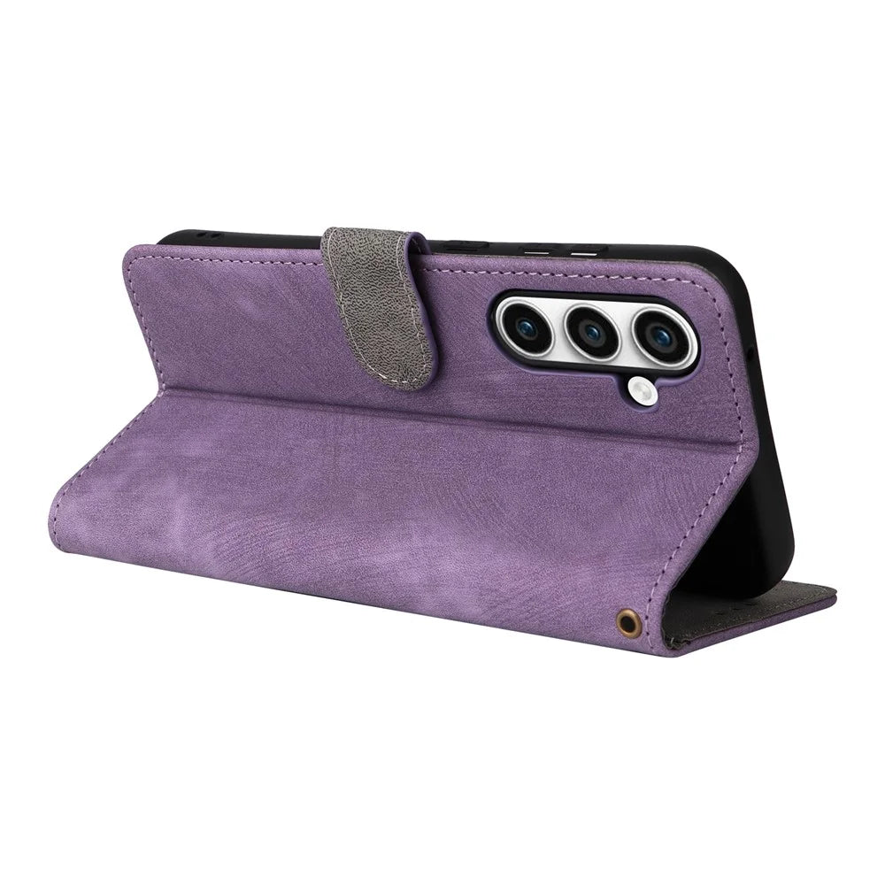 For Samsung Galaxy S23 FE RFID Blocking Wallet Stand PU Leather Case Cell Phone Cover with Strap - Purple - 4