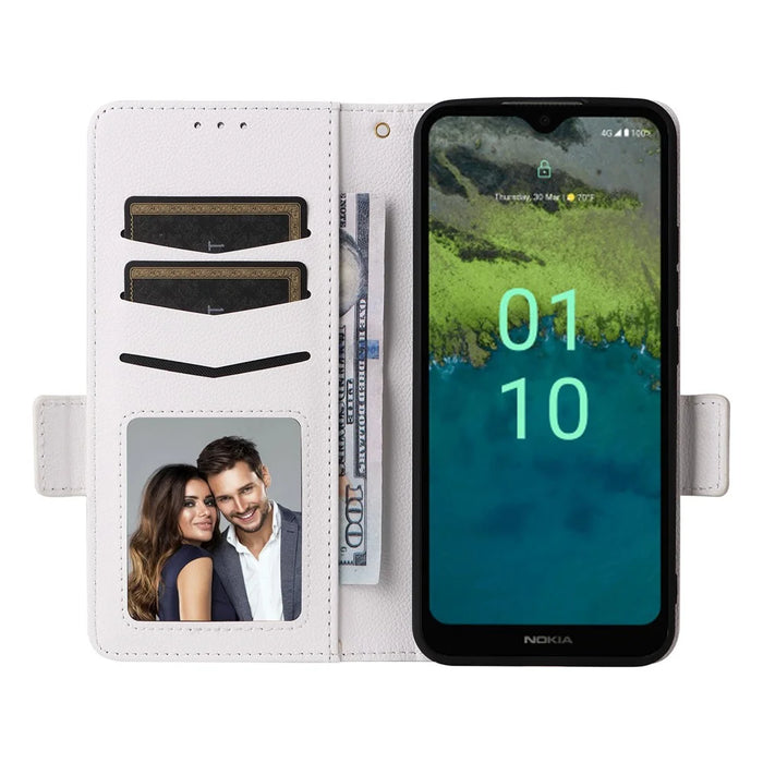Anti-Scratch Phone Case for Nokia C110 Litchi Texture PU Leather Wallet Stand Cover - White - 2