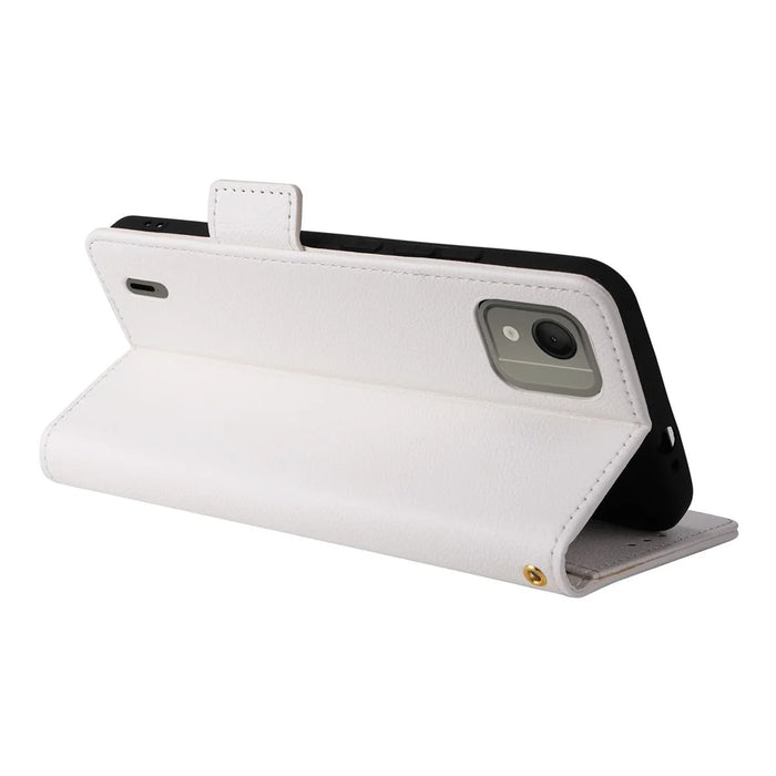 Anti-Scratch Phone Case for Nokia C110 Litchi Texture PU Leather Wallet Stand Cover - White - 4