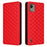 For Nokia C110 PU Leather Phone Cover Rhombus Imprinted Stand Flip Shell Wallet Case - Red - 1