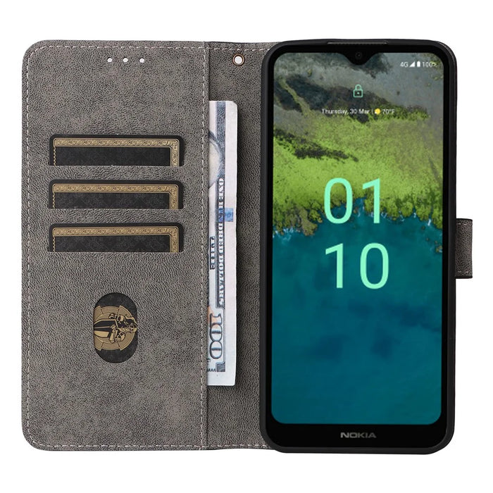 For Nokia C110 Mobile Phone Case RFID Blocking Wallet Stand PU Leather Phone Cover with Strap - Black - 2