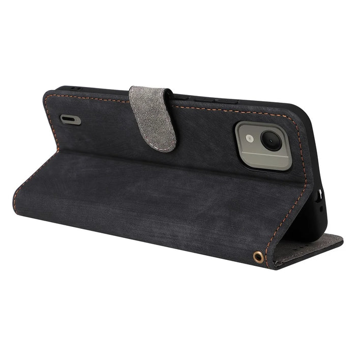 For Nokia C110 Mobile Phone Case RFID Blocking Wallet Stand PU Leather Phone Cover with Strap - Black - 4