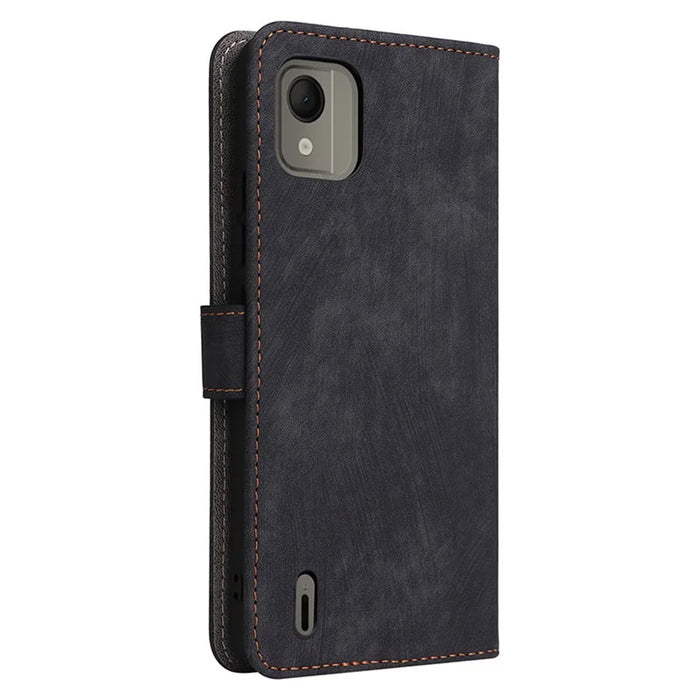 For Nokia C110 Mobile Phone Case RFID Blocking Wallet Stand PU Leather Phone Cover with Strap - Black - 7