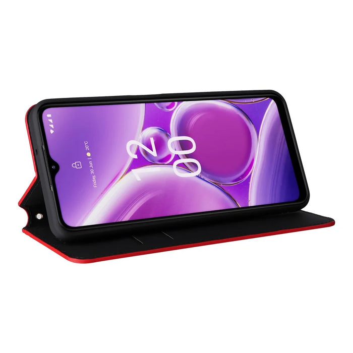Phone Shell for Nokia G310 PU Leather Rhombus Imprinted Wallet Case Stand Flip Phone Cover - Red - 3