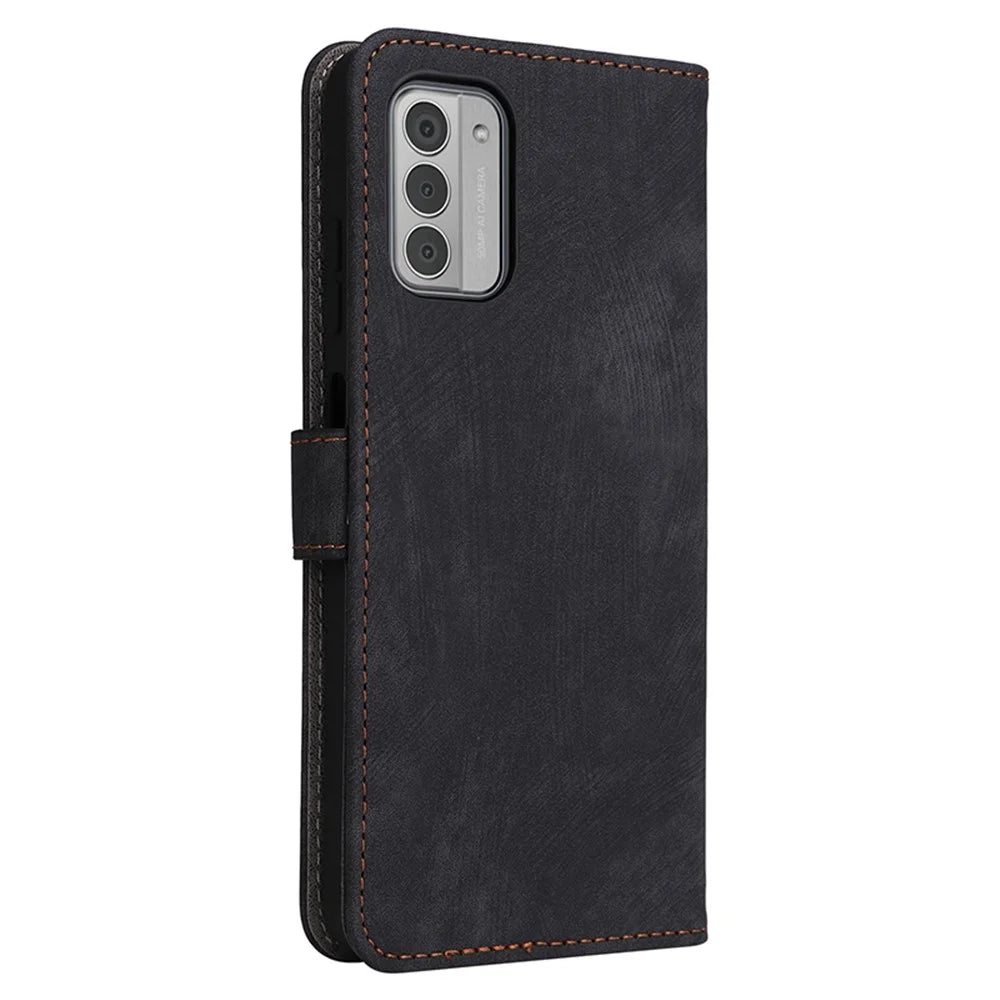 For Nokia G310 Supporting Stand PU Leather Case RFID Blocking Wallet Phone Cover with Strap - Black - 7