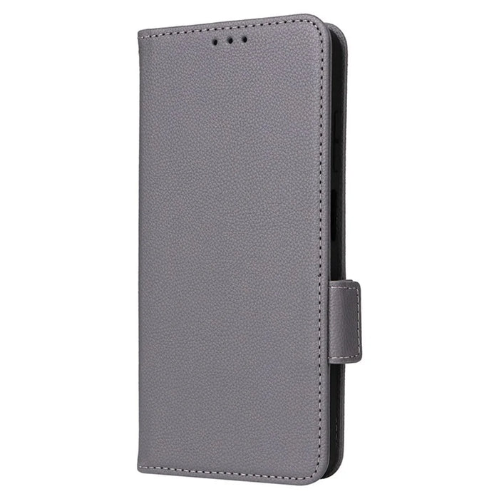 For Nokia G310 Litchi Texture PU Leather Cell Phone Case Wallet Stand Anti-Fingerprint Cover - Grey - 7