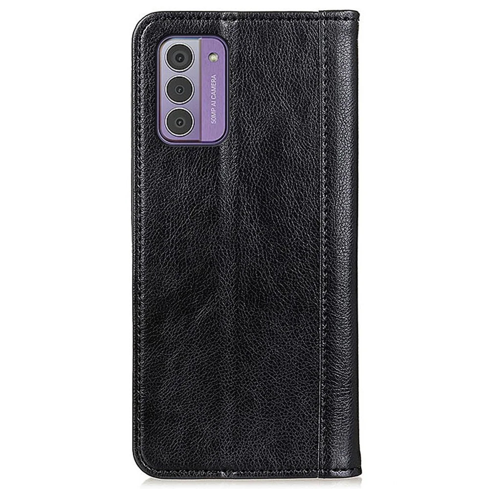 For Nokia G42 Anti-Scratch Litchi Texture Split Leather Phone Case Wallet Stand Dustproof Phone Cover - Black - 7