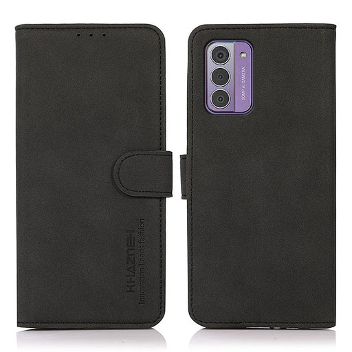 KHAZNEH For Nokia G42 Fine Textured PU Leather Smartphone Case Wallet Stand Phone Cover - Black - 1