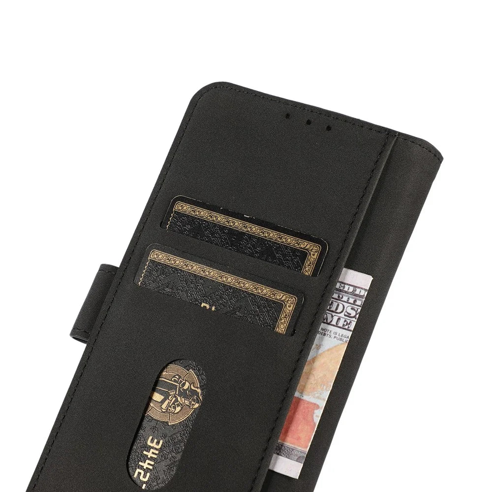 KHAZNEH For Nokia G42 Fine Textured PU Leather Smartphone Case Wallet Stand Phone Cover - Black - 4