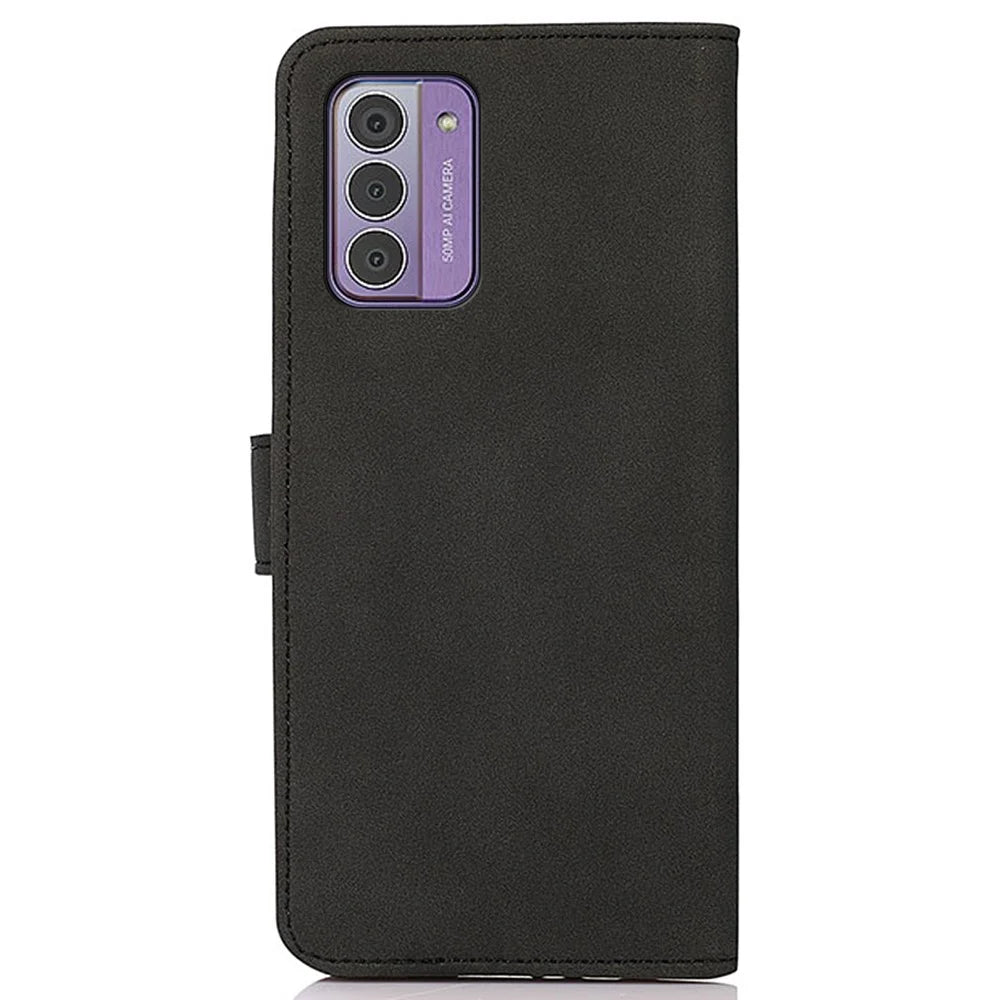 KHAZNEH For Nokia G42 Fine Textured PU Leather Smartphone Case Wallet Stand Phone Cover - Black - 7