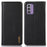 KHAZNEH For Nokia G42 Genuine Cow Leather Cell Phone Case Stand Cover RFID Blocking Wallet Shell - Black - 1