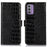 For Nokia G42 Wallet Phone Case Genuine Cow Leather Stand Crocodile Texture RFID Blocking Cover - Black - 1