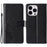 For iPhone 15 Pro Max Cell Phone Case Imprinted Butterflies PU Leather Wallet Cover Stand with Strap - Black - 1