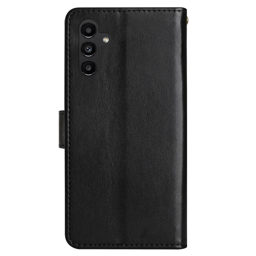 For Samsung Galaxy S23 FE Imprinted Butterflies Mobile Phone Case PU Leather Wallet Cover Stand with Strap - Black - 7