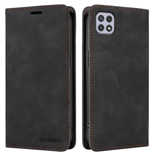 BETOPNICE 003 For Samsung Galaxy A22 5G (EU Version) Wallet PU Leather Shell RFID Blocking Flip Cover Stand Phone Case - Black - 1