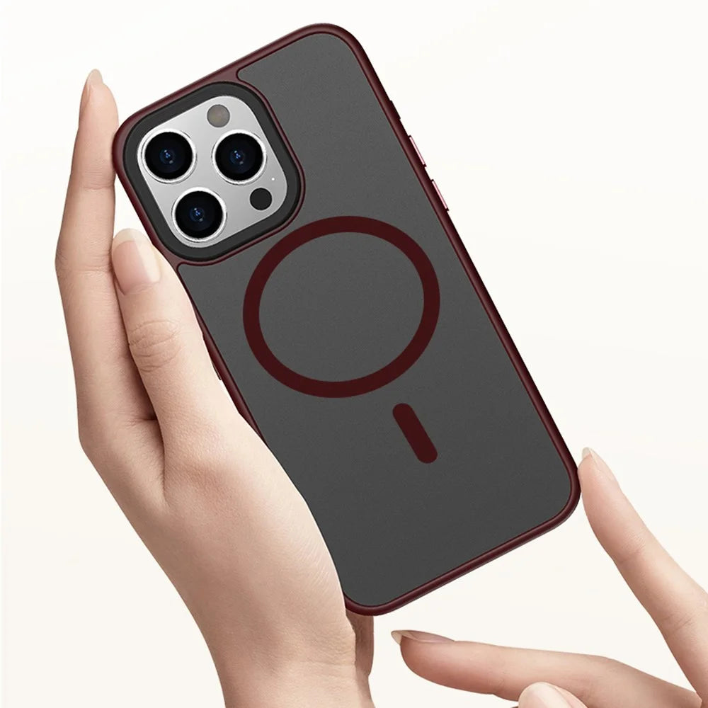 Magnetic Case for iPhone 15 Pro Max PC+TPU Case Compatible with MagSafe Skin-touch Matte Phone Cover - Black - 5