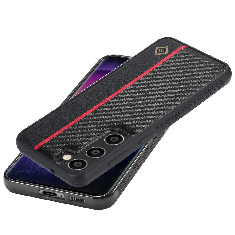 LC.IMEEKE For Samsung Galaxy S23+ Carbon Fiber Splicing Phone Cover PU Leather Coated TPU + EVA Case - 4