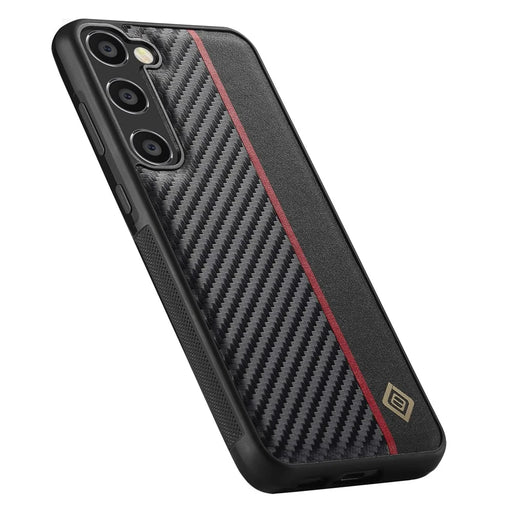 LC.IMEEKE For Samsung Galaxy S23 Carbon Fiber Splicing Leather Coating Phone Cover TPU + EVA Case - 2