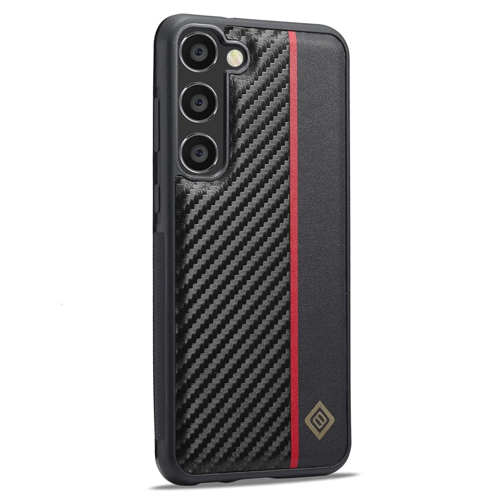 LC.IMEEKE For Samsung Galaxy S23 Carbon Fiber Splicing Leather Coating Phone Cover TPU + EVA Case - 6