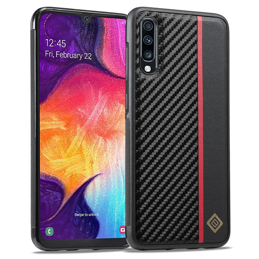 LC.IMEEKE For Samsung Galaxy A50 / A50s / A30s Phone Case Carbon Fiber Splicing Leather + TPU + EVA Cover - 1