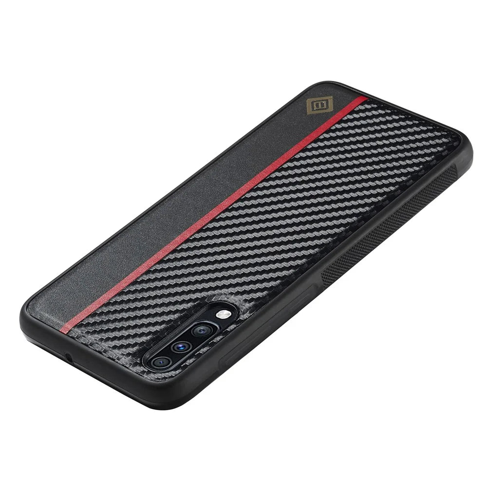 LC.IMEEKE For Samsung Galaxy A50 / A50s / A30s Phone Case Carbon Fiber Splicing Leather + TPU + EVA Cover - 2