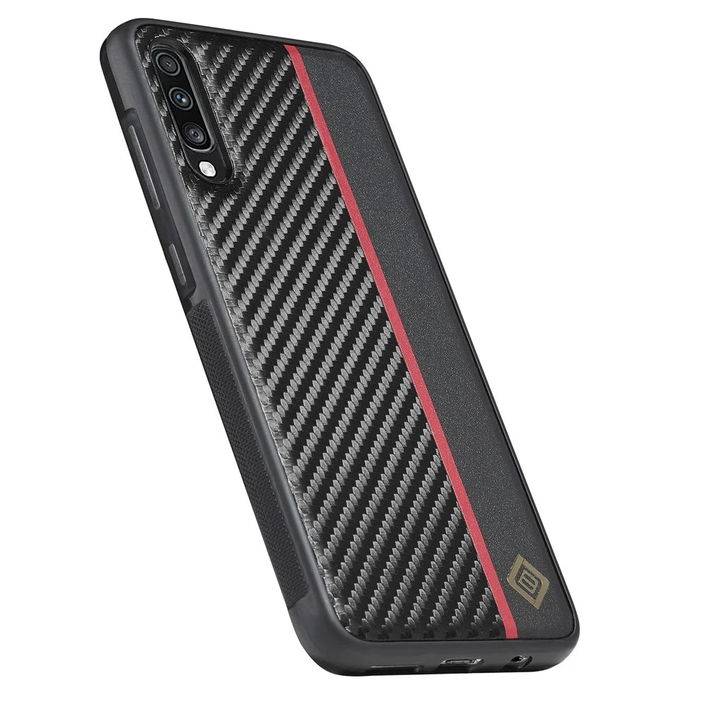 LC.IMEEKE For Samsung Galaxy A50 / A50s / A30s Phone Case Carbon Fiber Splicing Leather + TPU + EVA Cover - 4