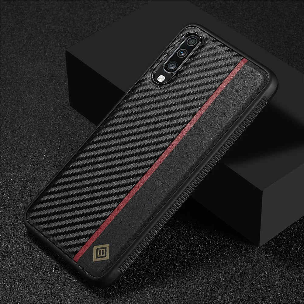 LC.IMEEKE For Samsung Galaxy A50 / A50s / A30s Phone Case Carbon Fiber Splicing Leather + TPU + EVA Cover - 7