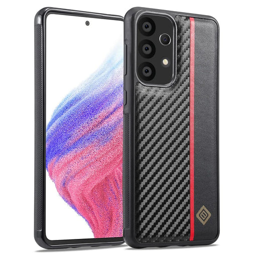 LC.IMEEKE Phone Case for Samsung Galaxy A53 5G , Carbon Fiber Splicing Leather Coated TPU + EVA Cover - 1