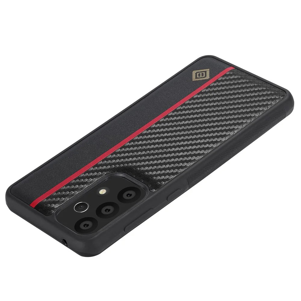 LC.IMEEKE Phone Case for Samsung Galaxy A53 5G , Carbon Fiber Splicing Leather Coated TPU + EVA Cover - 3