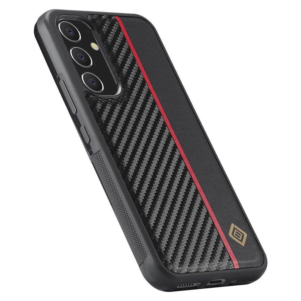 LC.IMEEKE For Samsung Galaxy A34 5G Phone Case Carbon Fiber Splicing Leather Coated TPU + EVA Cover - 5