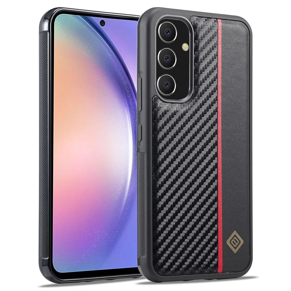 LC.IMEEKE For Samsung Galaxy A54 5G Carbon Fiber PU Leather Coating Phone Case TPU + EVA Phone Cover - 1