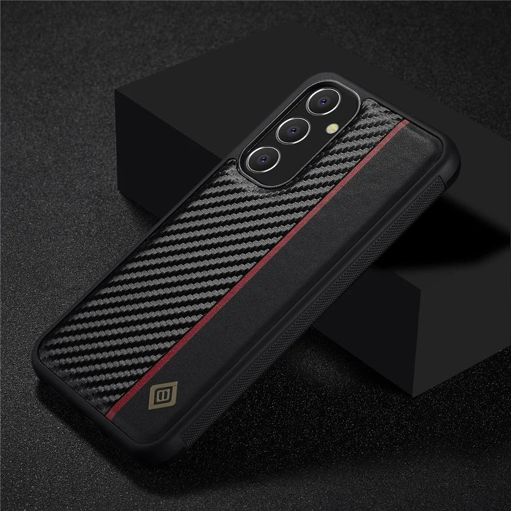 LC.IMEEKE For Samsung Galaxy A54 5G Carbon Fiber PU Leather Coating Phone Case TPU + EVA Phone Cover - 6