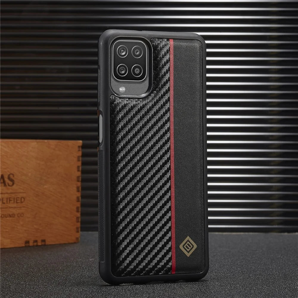 LC.IMEEKE Phone Cover for Samsung Galaxy A22 4G (EU Version) , Carbon Fiber Leather Coated TPU+EVA Case - 6
