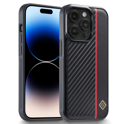 LC.IMEEKE For iPhone 14 Pro Cell Phone Case Carbon Fiber PU Leather Coated TPU + EVA Phone Cover - 1