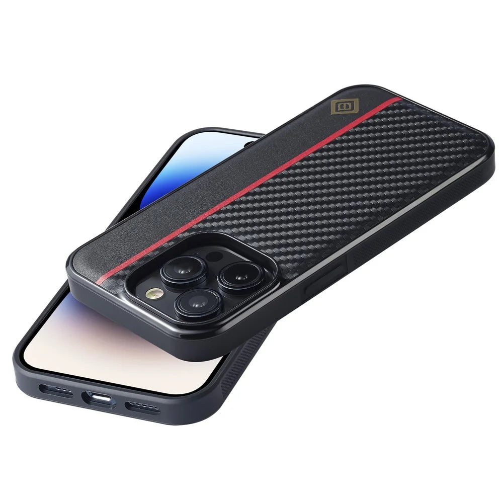 LC.IMEEKE For iPhone 14 Pro Cell Phone Case Carbon Fiber PU Leather Coated TPU + EVA Phone Cover - 6