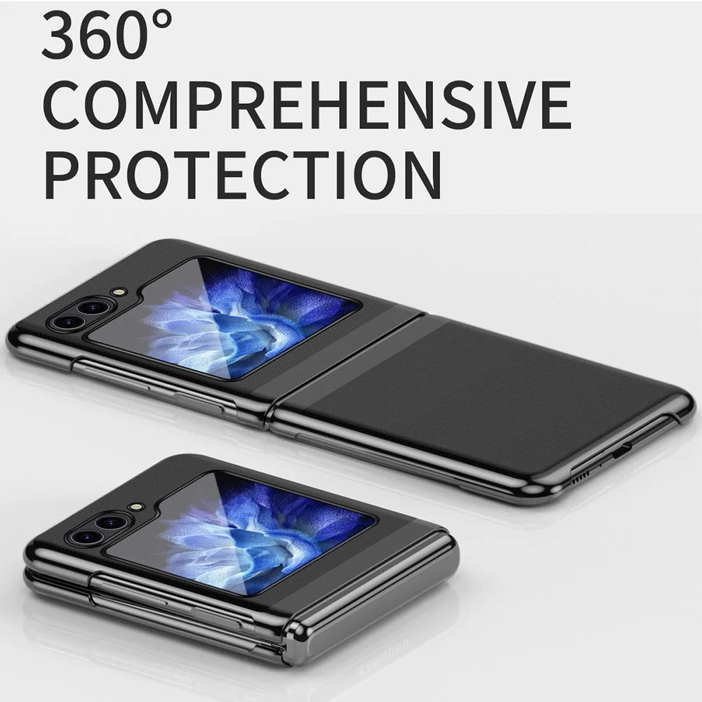 Clear Back Cover for Samsung Galaxy Z Flip5 5G , Hard PC Electroplating Frame Phone Case - Silver - 3