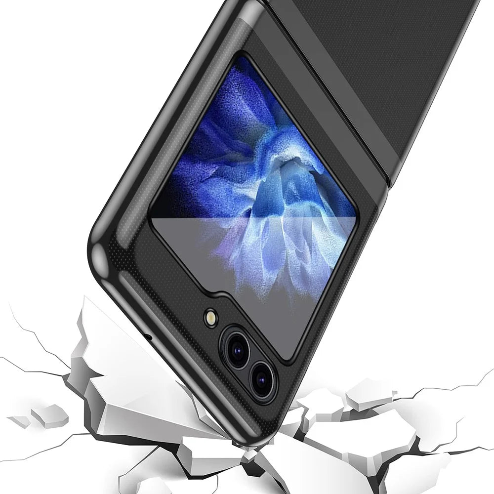Clear Back Cover for Samsung Galaxy Z Flip5 5G , Hard PC Electroplating Frame Phone Case - Silver - 4