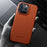 MELKCO For iPhone 14 Pro Max Genuine Cow Leather Coated PC Back Case Soft Microfiber Lining Incomplete Cover Phone Case - Black - 3