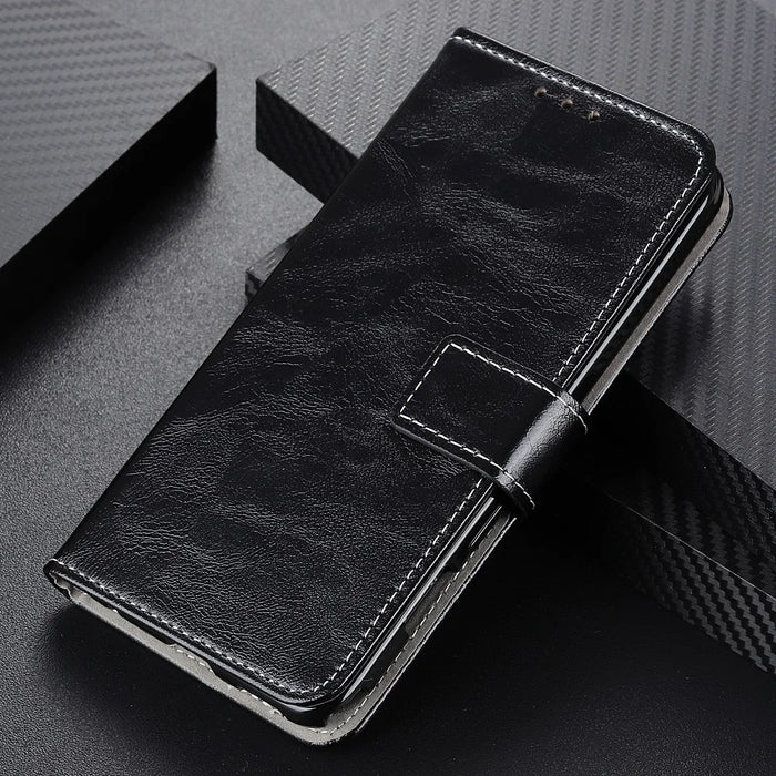 For Nokia G42 Wallet Case Flip PU Leather Shell Retro Crazy Horse Texture Stand Phone Cover - Black - 6