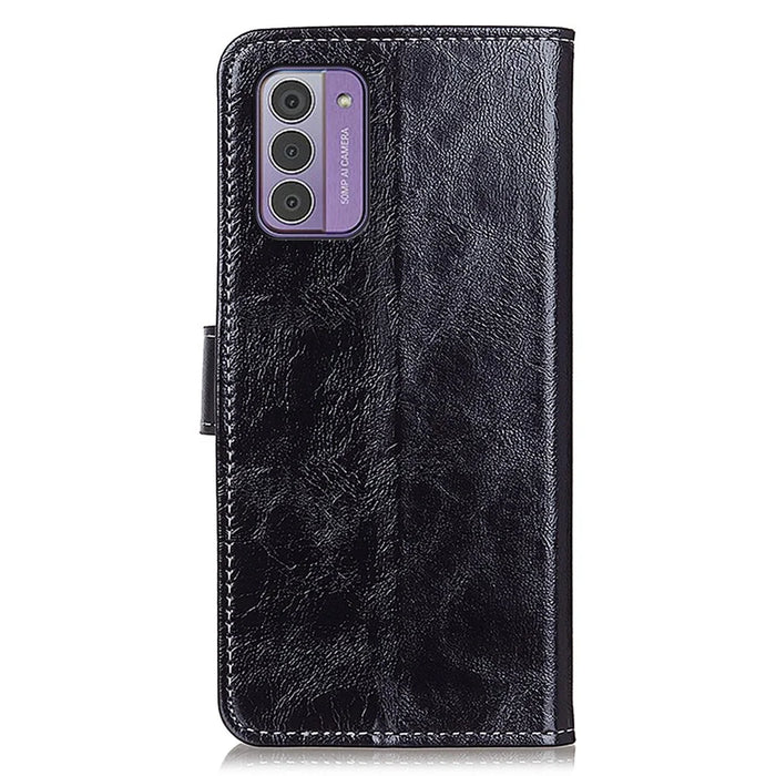 For Nokia G42 Wallet Case Flip PU Leather Shell Retro Crazy Horse Texture Stand Phone Cover - Black - 7