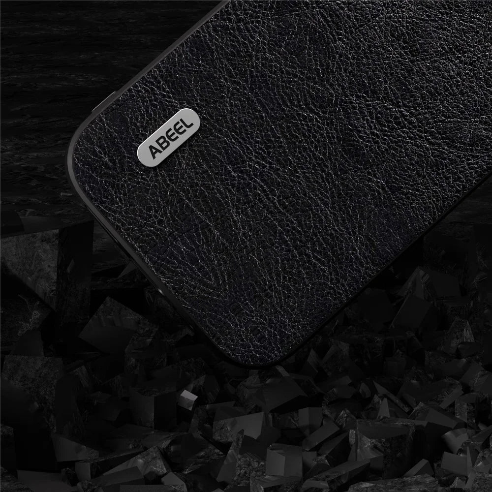 ABEEL For Samsung Galaxy S23 FE Litchi Texture Phone Case PU Leather Coated TPU+PC Retro Phone Back Cover - Black - 3