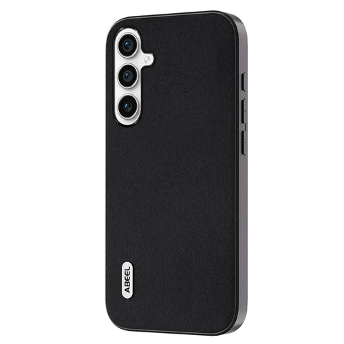 ABEEL For Samsung Galaxy S23 FE Shockproof Nappa Texture Mobile Case Genuine Cow Leather+PC+TPU Cover - Black - 1